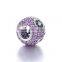 X327 Fashion Purple Cubic Crystal Love Charms Beads Sterling Silver 925
