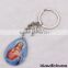 2016 new design key chain ring custom key holder blue clearly color Glass Sacred Heart key chain split key ring clip wholesale