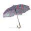 Long outdoor full printing wooden handle umbrella