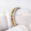 316L Stainless Steel Citrine Yellow Cubic Zirconia CZ Eternity Wedding 4MM Band Ring
