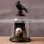 Halloween Skull and Crow Decoration With Glass Dome Creepy Gift