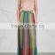 Wholesale Women Apparel Striped Mettallic Weave Fine-knit Multicolor Viscose Maxi Skirt(DQE0359SK)