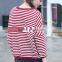 hot sell fashion cute casual stripe design long sleeve hoody for women