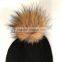 Myfur Best Selling Winter Fashion Real Raccon Fur Pompom Wool Knitted Woman Crochet Scarf
