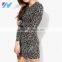 YIHAO FALL Fashion Ladies Western Dress Designs Floral Crochet Dress Long sleeve Bodycon Mini Dress