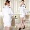 Juqian Long Sleeve winter women Pilot uniform Custom ,Women Airline Uniform skirt suit,White Suits Design Pilot Unform for women