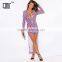 Geometry print high low long sleeve maxi club cocktail party dresses