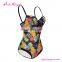 2017 Custom Bikini Printed Spaghetti Strap Dark Blue Swimsuit Women
