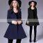 2016 new design fashion autumn standing collar long sleeves show thin A-line plain woolen coat