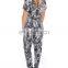 GuangZhou Supplier New High Fashion Boho Styles Leaf Print Viscose Jumpsuit for Elegant Women