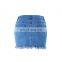 DiZNEW 2019 USA BLUE DENIM MINI SKIRT WITH FRAYED HEM