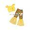 pure color sleeveless crop Top and Serpentine pattern sequin bell bottom 2pcs Girls summer suit