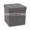 RTS Dark Grey Fabric Foldable Storage Ottoman Living Room Sofa with Air Hole Footrest Stool Chair