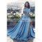 Womens Long Strapless Satin Prom Dress Sleeveless Slit Evening Ball Gown with Pockets