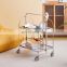 new design Stainless Steel Mobile Storage Holders Trolley Transparent Vintage folding Party Serving Trolley Bar Cart