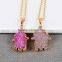 Hamsa shape druzy gemstone pendant necklace gold edged jewelry charms
