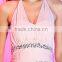 OEM Customized Halter Pink Chiffon Knee Length Cocktail Dress 2016