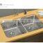 Small radius undermount double bowl stainless steel wash basin