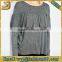 Plain ladies fashion designs grey and black cotton long sleeve elongated t shirt