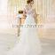 VIL-04 Custom made Cap Sleeves Buttons Back Sexy V-neck A-line Lace Appliques Wedding Gowns Floor Length Wedding Dress