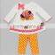 2015 Kids fall clothing baby girl sets long sleeve top shirt with ruffles pants cute skirt outfits kids clothing set