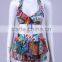 Classy peacock pattern sex girl silk bikini swimsuit skirt