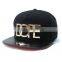 Paypal acceptable PU leather cotton metal plate famous logo red black hiphop hats baseball sports snapback cap