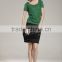 ladies' scoop neck short sleeve pullover front double-layer knitted sweater with beads