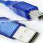 Transparent blue USB2.0 cable A Male to B Male 5m