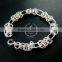 20cm silver plated brass faceted circle round oval link fashion DIY bracelet supplies 1900066