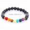 2016 summer new Volcanic rock stone with multi color beads jewelry natural Rainbow stone bangle bracelets charm bracelet men