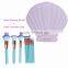 2017 New 10pcs makeup brush set Women Colorful Soft Synthetic hair with Shell Leather bag Powder Foundation cosmetic tools
