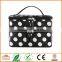 Double Layer Cosmetic Bag Black with White Dot Travel Toiletry Cosmetic Makeup Bag Organizer With Mirror