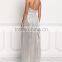 Latest Women Shine Silver Grid Metallic Cross Strap Maxi Gown Ladies Long Evening Party Wear Gown Designs HSd5040
