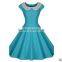 Hot selling lace flower neck lady elegant dress big swing one piece dress