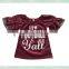 2017 hot sale icing ruffle t shirts red puff sleeve jersey football boutique raglan