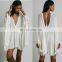 High quality raw hem cotton gauze dress fashion high low tunic dress