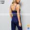 OEM factory navy all over check print print straps lace woman pajamas