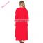 Red V-Neck Three Quarter Sleeve Hi-low Ruffle Wrap Plus Size Dresses