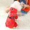 Warm Pet dog Cat red four feet casual wear dust coat jacket apparel with towing ring