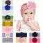Baby Girl nylon headband Soft Solid Kids flower Hair bands with pearl 12Colors