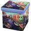 Customized modern living room furniture cartoon printing polyester storage ottoman square fabric folded