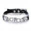 Luxury cat neck belt rhinestone heart cat collar genuine leather