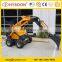 farm garden mini digger machinery  wheeled mini skid steer compact  loader with auger