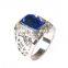 Trendy silver plated blue sapphire mens ring                        
                                                Quality Choice