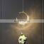 Modern LED Creative Pendant Lights Moon Crystal Hanging Lamps Living Room Light Fixture Home Decoration