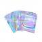 Custom Resealable Transparent Cosmetic Holographic Packaging Bag Pouch holographic Zip Lock Bag holographic Makeup Bag