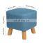 Padded Footstools Ottoman Foot Rest with Wooden Legs Linen Fabric Cover