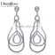 Made in China Zircon Crystal Platinum Plated Silver Pins Long Drop Earrings for Wedding