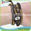 Pretty Summer Dressing Blue Turquoise Stone Bead Mix Skull Charms Wrap Leather Bracelet                        
                                                Quality Choice